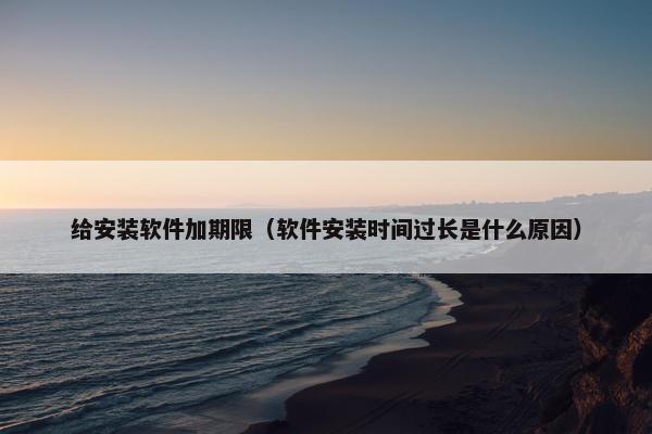 给安装软件加期限（软件安装时间过长是什么原因）