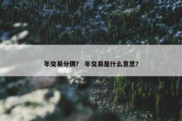 年交易分佣？ 年交易是什么意思？