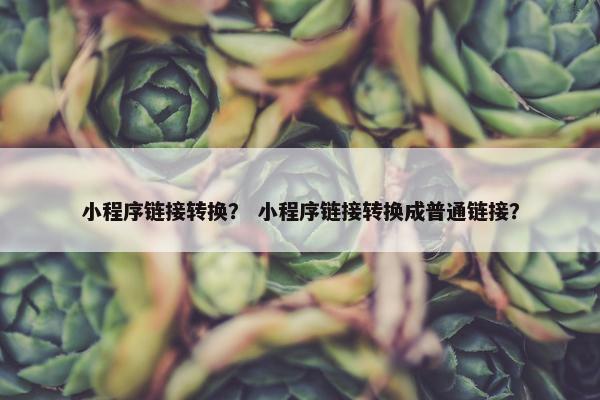 小程序链接转换？ 小程序链接转换成普通链接？