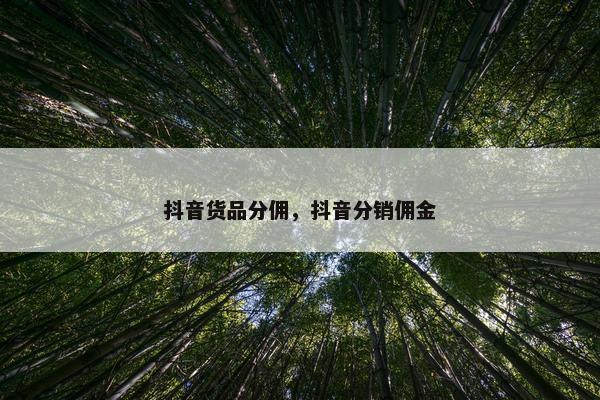 抖音货品分佣，抖音分销佣金