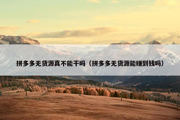 拼多多无货源真不能干吗（拼多多无货源能赚到钱吗）