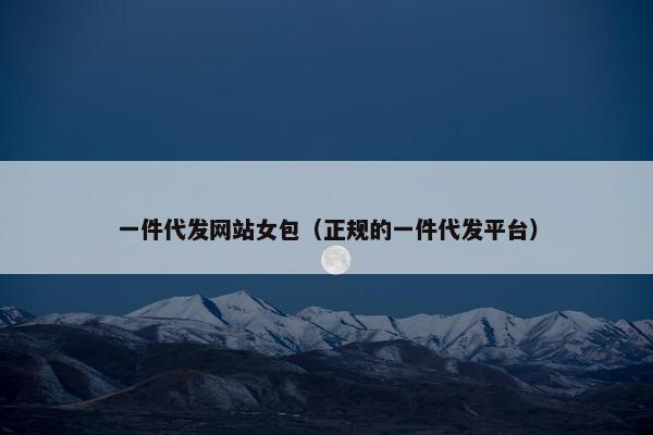 一件代发网站女包（正规的一件代发平台）