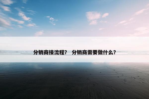 分销商接流程？ 分销商需要做什么？