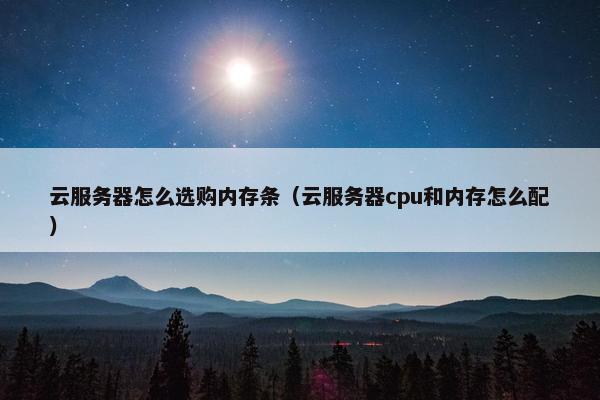 云服务器怎么选购内存条（云服务器cpu和内存怎么配）