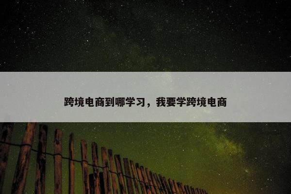 跨境电商到哪学习，我要学跨境电商