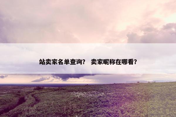 站卖家名单查询？ 卖家昵称在哪看？