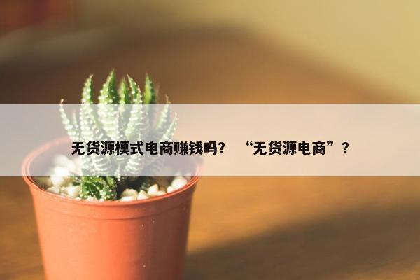 无货源模式电商赚钱吗？ “无货源电商”？