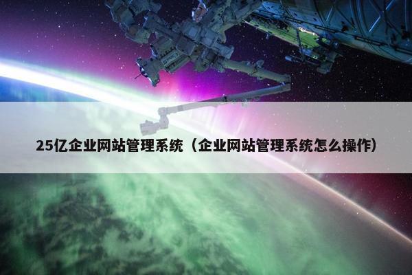 25亿企业网站管理系统（企业网站管理系统怎么操作）
