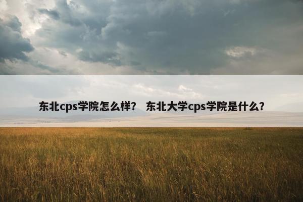东北cps学院怎么样？ 东北大学cps学院是什么？
