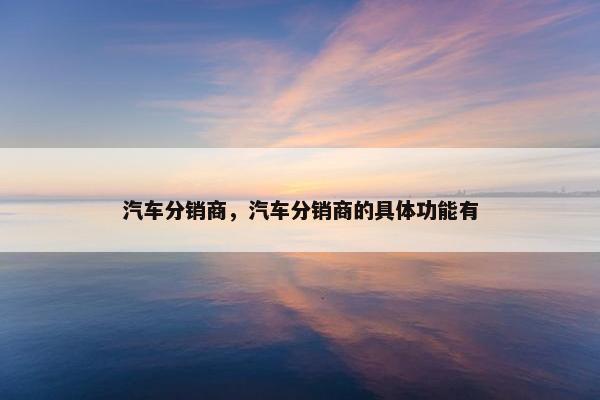 汽车分销商，汽车分销商的具体功能有