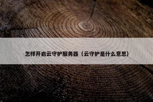 怎样开启云守护服务器（云守护是什么意思）