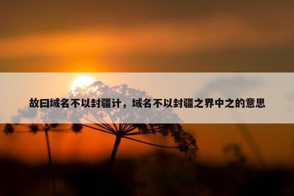 故曰域名不以封疆计，域名不以封疆之界中之的意思