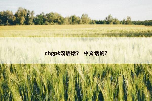chgpt汉语话？ 中文话的？