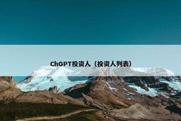 ChGPT投资人（投资人列表）