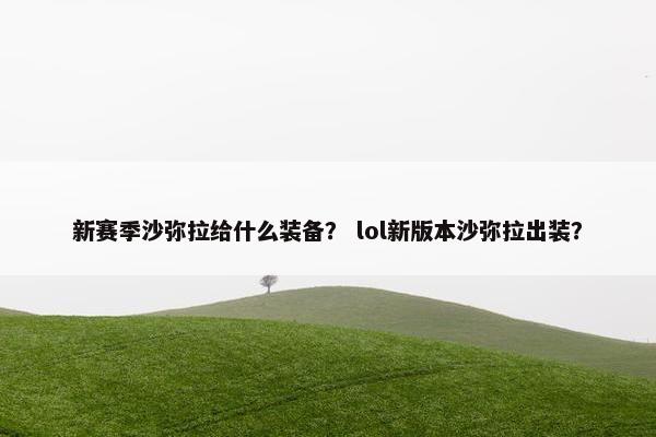 新赛季沙弥拉给什么装备？ lol新版本沙弥拉出装？