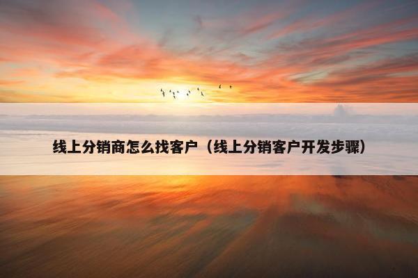 线上分销商怎么找客户(线上分销客户开发步骤) 线上分销商怎么找客户(线上分销客户开发步骤)