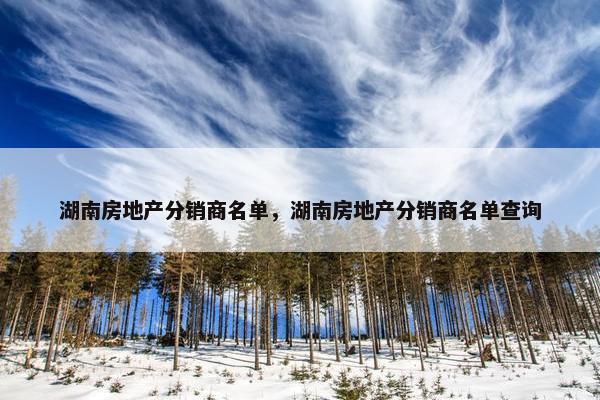 湖南房地产分销商名单，湖南房地产分销商名单查询