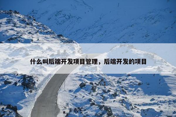 什么叫后端开发项目管理，后端开发的项目