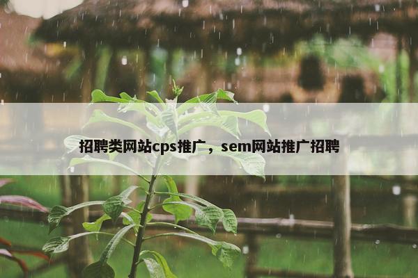 招聘类网站cps推广，sem网站推广招聘