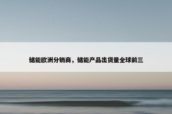 储能欧洲分销商，储能产品出货量全球前三