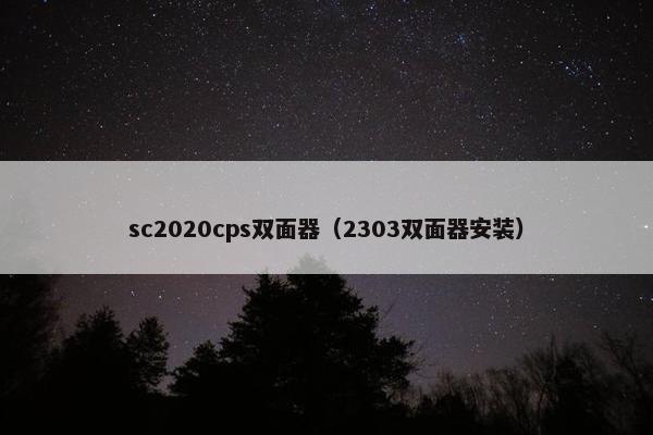 sc2020cps双面器（2303双面器安装）