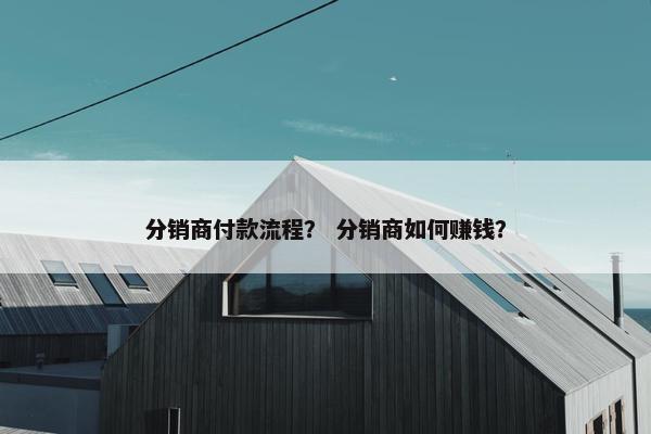 分销商付款流程？ 分销商如何赚钱？