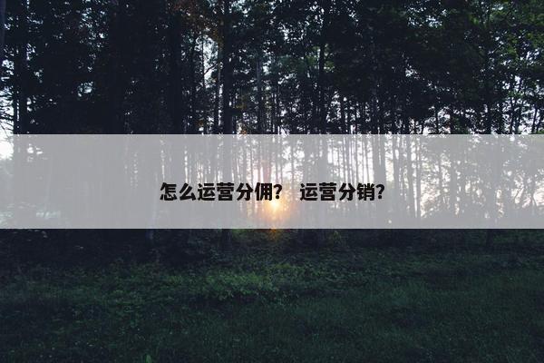 怎么运营分佣？ 运营分销？