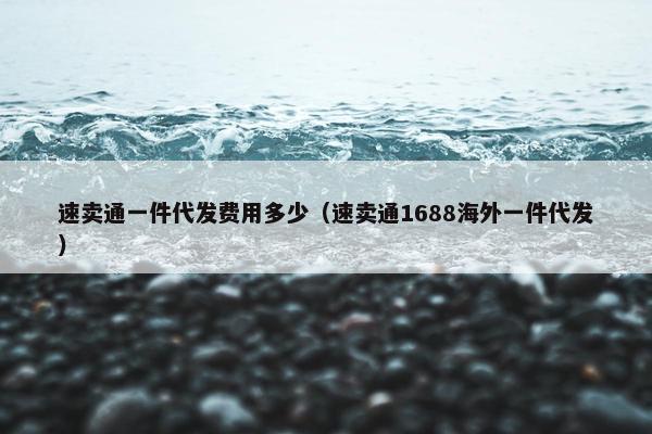 速卖通一件代发费用多少（速卖通1688海外一件代发）