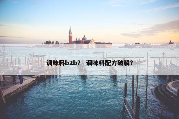 调味料b2b？ 调味料配方破解？