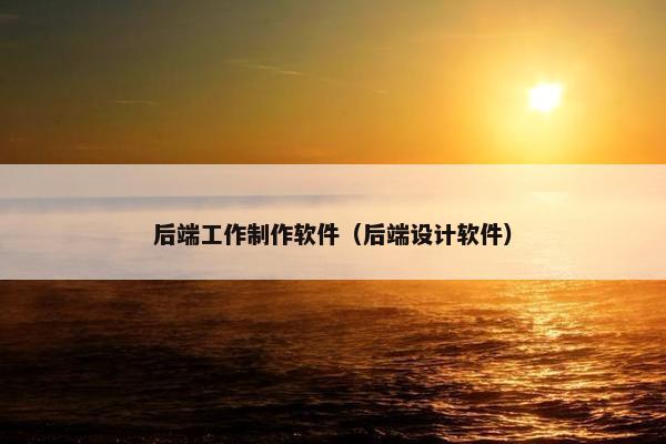 后端工作制作软件（后端设计软件）