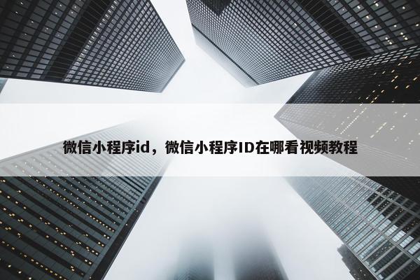 微信小程序id,微信小程序ID在哪看视频教程 微信小程序id,微信小程序ID在哪看视频教程
