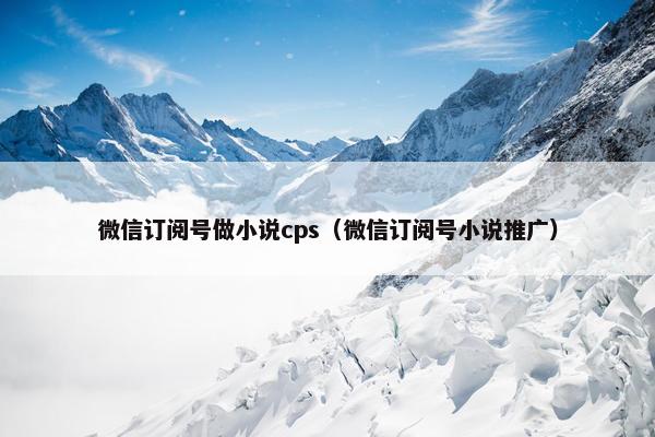 微信订阅号做小说cps（微信订阅号小说推广）