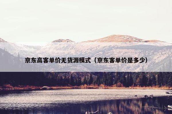 京东高客单价无货源模式（京东客单价是多少）