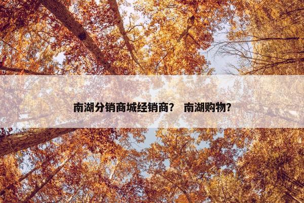 南湖分销商城经销商？ 南湖购物？