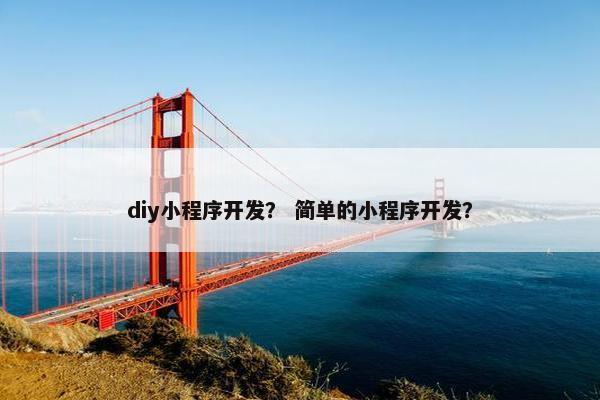 diy小程序开发？ 简单的小程序开发？