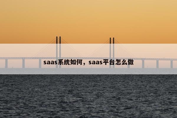 saas系统如何，saas平台怎么做