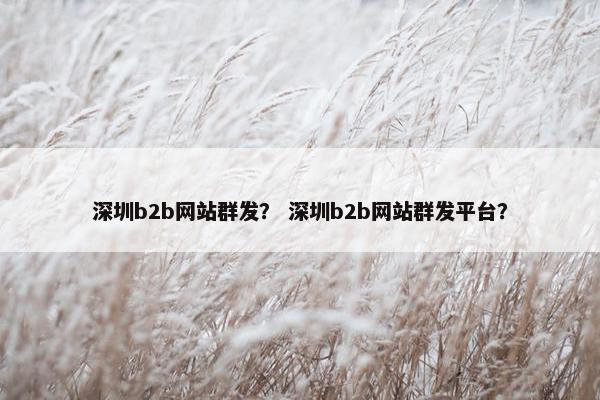 深圳b2b网站群发？ 深圳b2b网站群发平台？