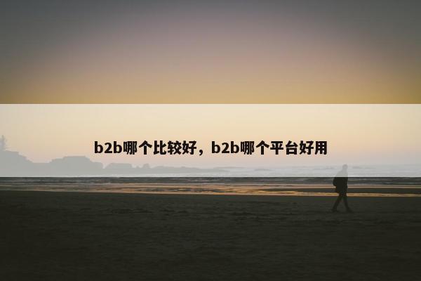 b2b哪个比较好，b2b哪个平台好用