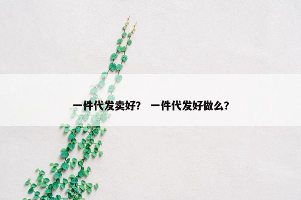 一件代发卖好? 一件代发好做么? 一件代发卖好? 一件代发好做么?
