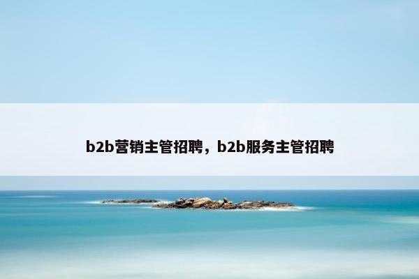 b2b营销主管招聘,b2b服务主管招聘