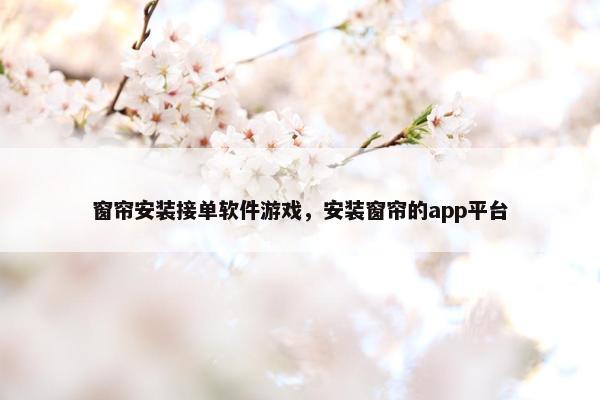 窗帘安装接单软件游戏，安装窗帘的app平台