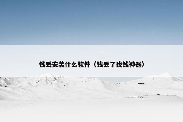 钱丢安装什么软件（钱丢了找钱神器）