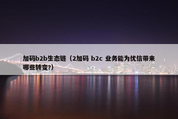 加码b2b生态链（2加码 b2c 业务能为优信带来哪些转变?）