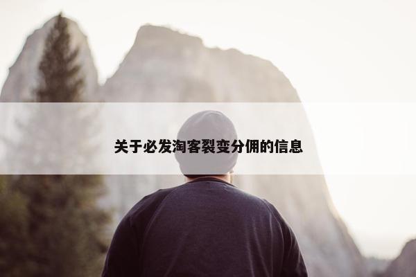 关于必发淘客裂变分佣的信息