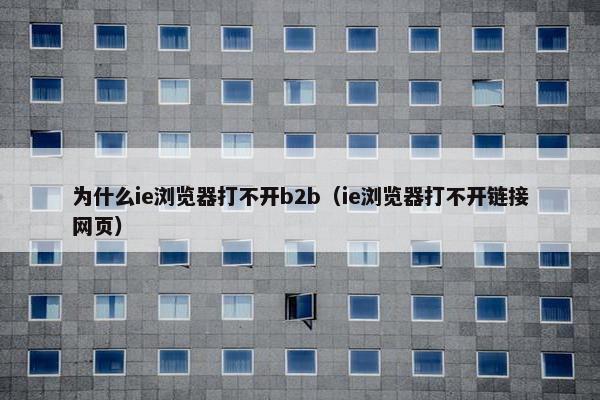 为什么ie浏览器打不开b2b(ie浏览器打不开链接网页)