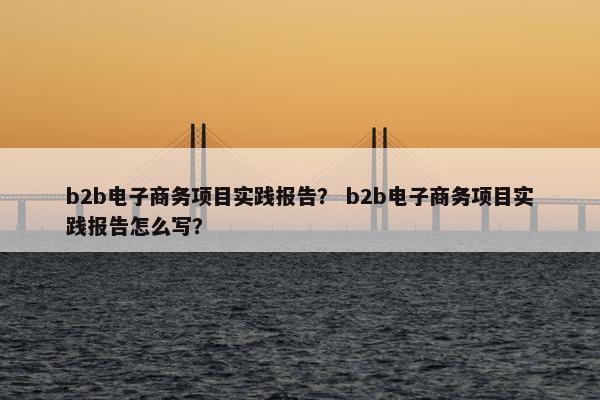 b2b电子商务项目实践报告？ b2b电子商务项目实践报告怎么写？