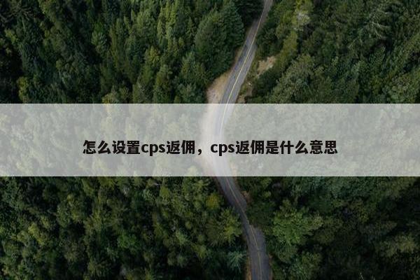 怎么设置cps返佣,cps返佣是什么意思