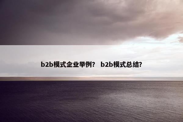 b2b模式企业举例？ b2b模式总结？