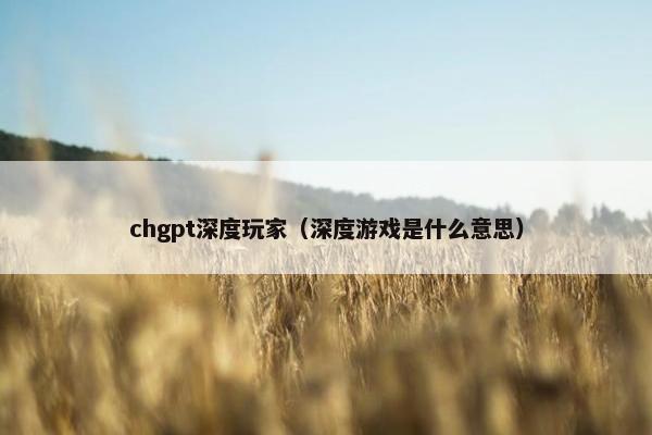 chgpt深度玩家(深度游戏是什么意思)