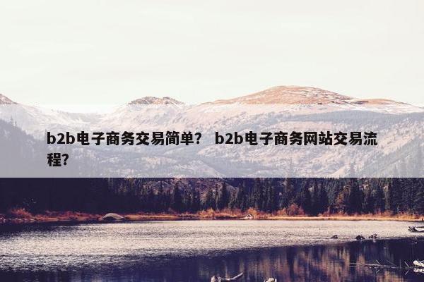 b2b电子商务交易简单? b2b电子商务网站交易流程?